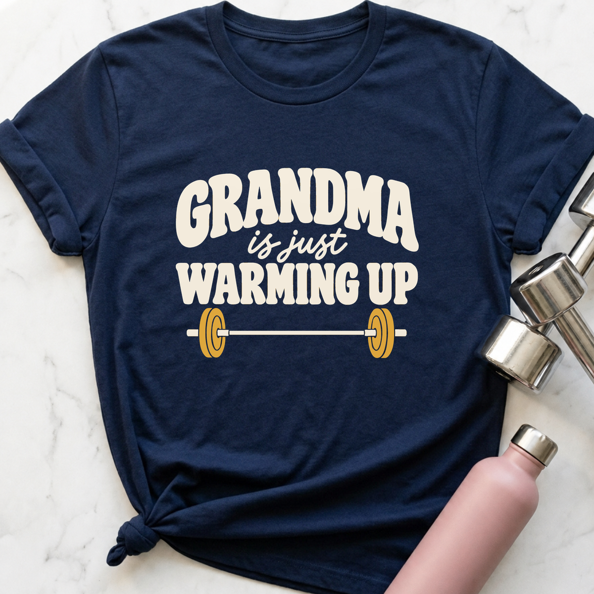 Grandma Is Just Warming Up T-Shirt — Navy