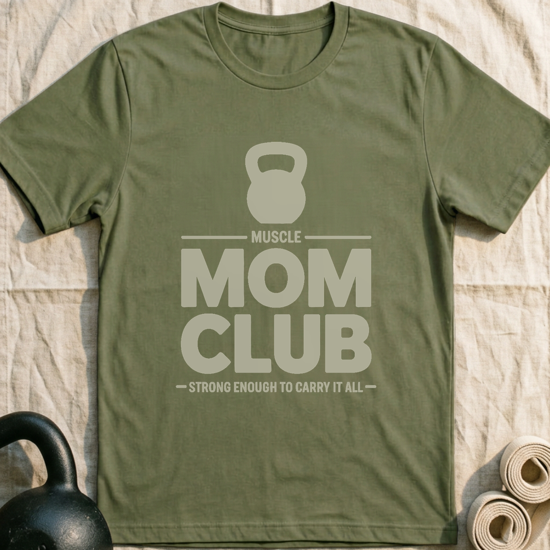 Muscle Mom Club T-Shirt — Military Green