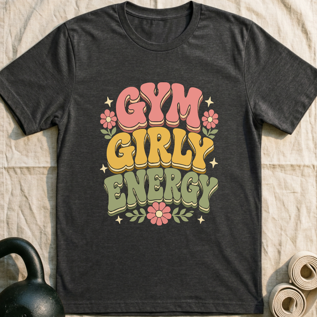Gym Girly Bloom T-Shirt — Dark Grey Heather