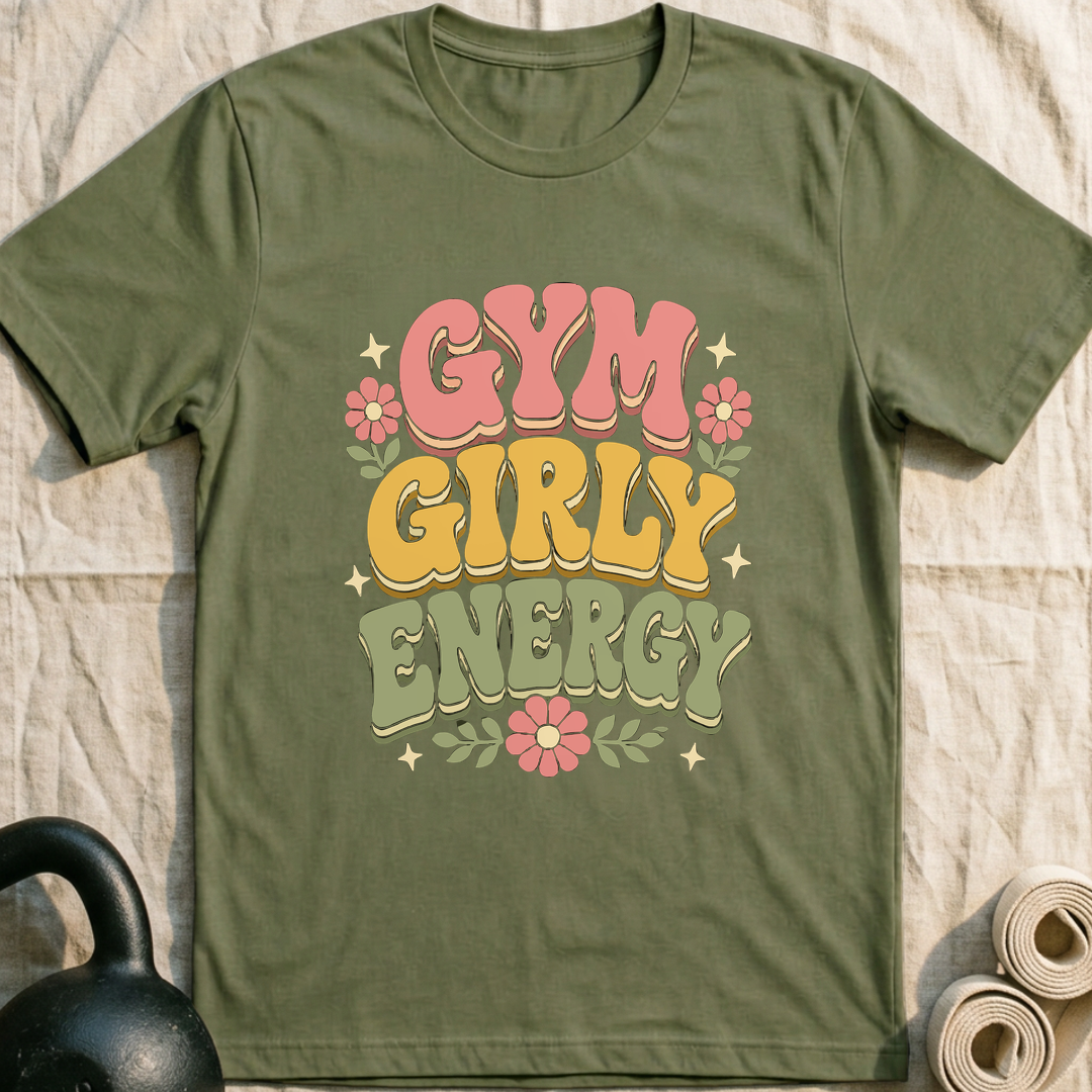 Gym Girly Bloom T-Shirt — Military Green