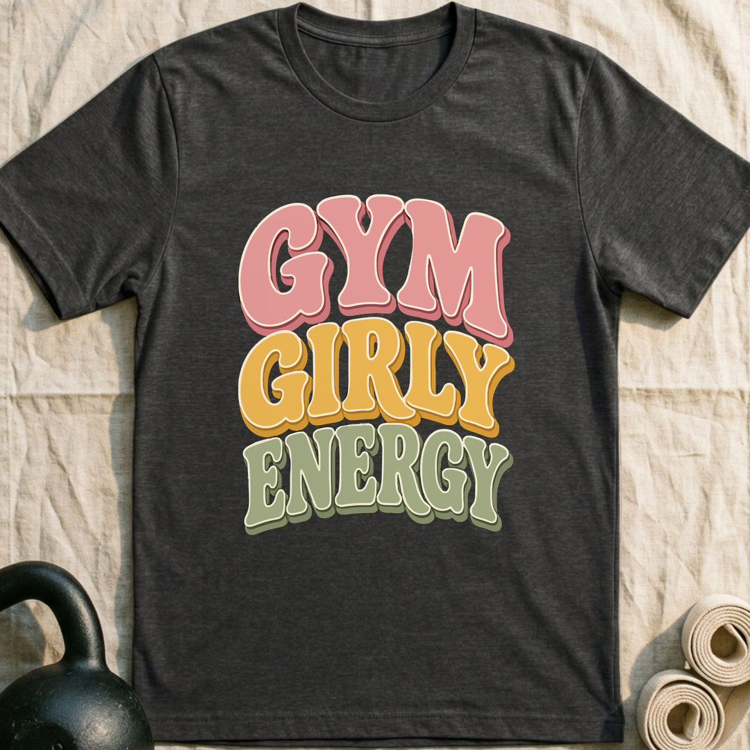 Gym Girly Energy T-Shirt — Dark Grey Heather