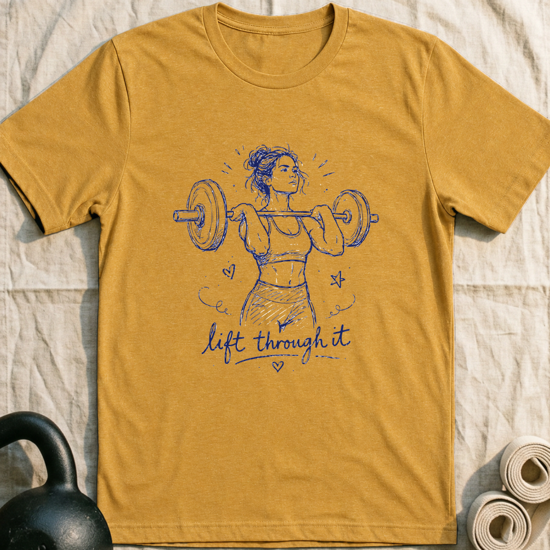Lift Through It T-Shirt — Heather Mustard
