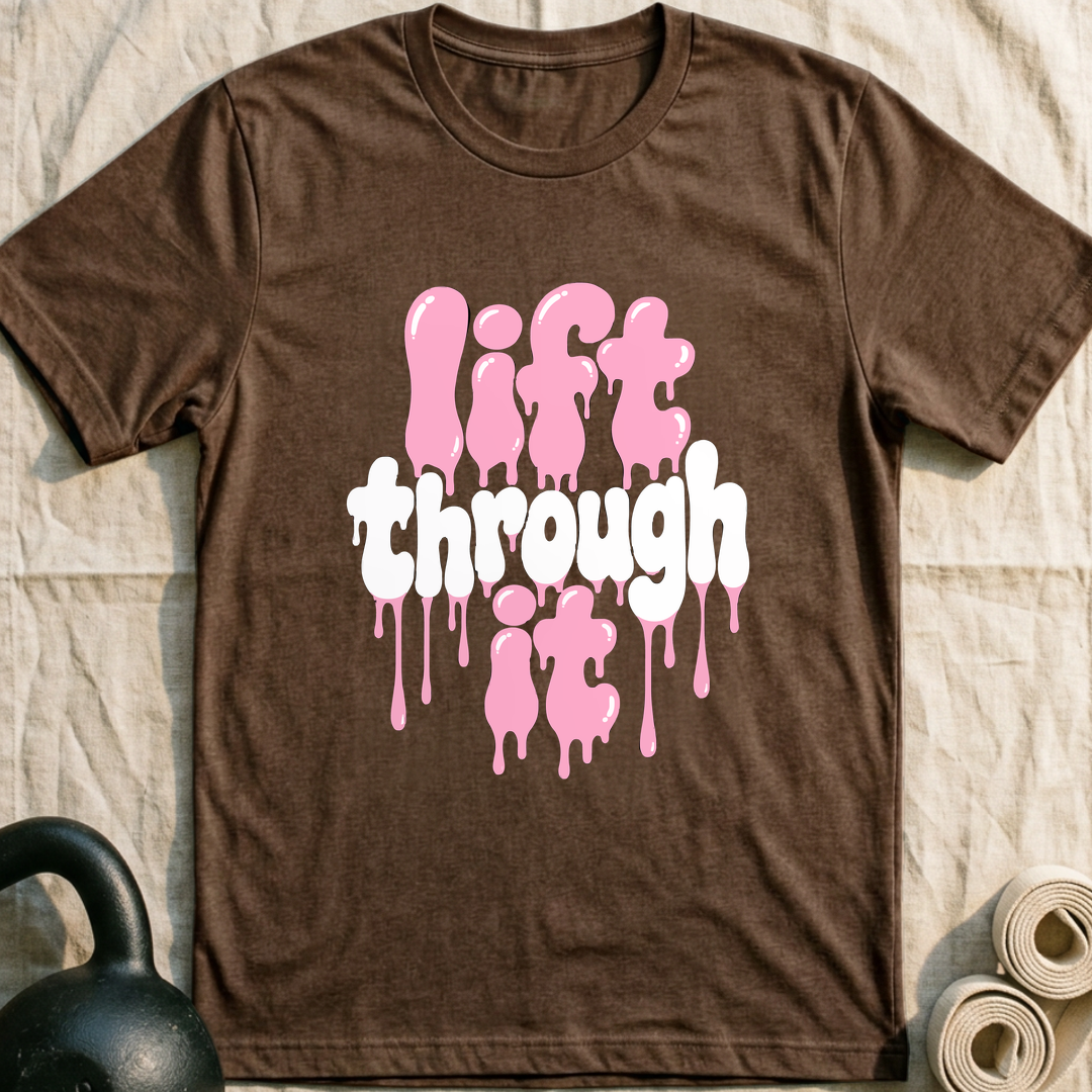 Lift Through It Drip T-Shirt — Heather Brown