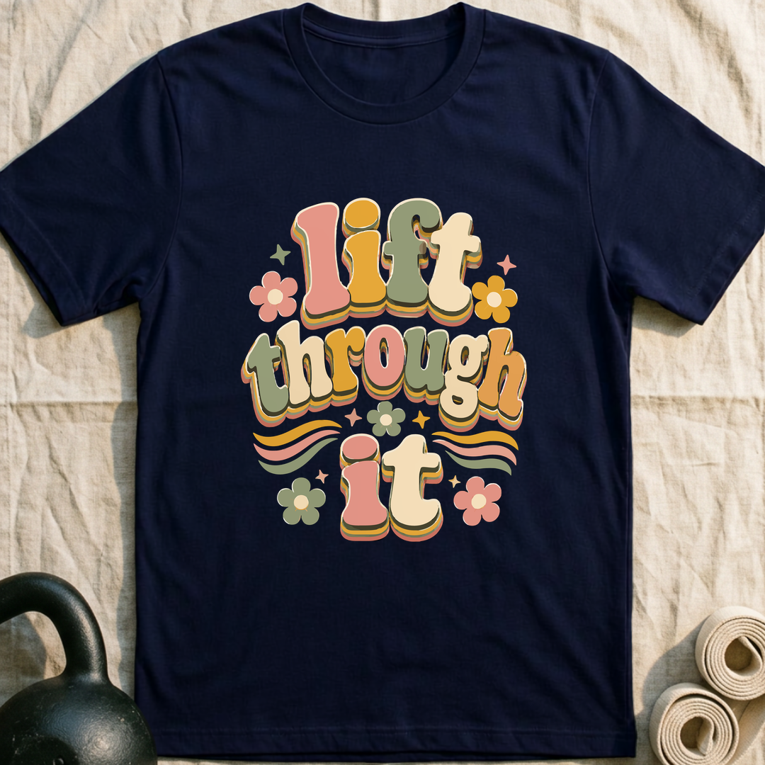 Lift Through It Bloom T-Shirt — Navy