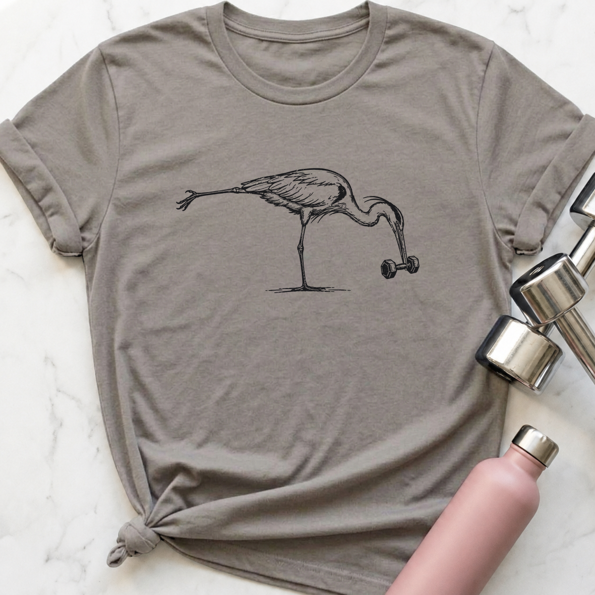 Single Leg RDL Heron T-Shirt — Athletic Heather