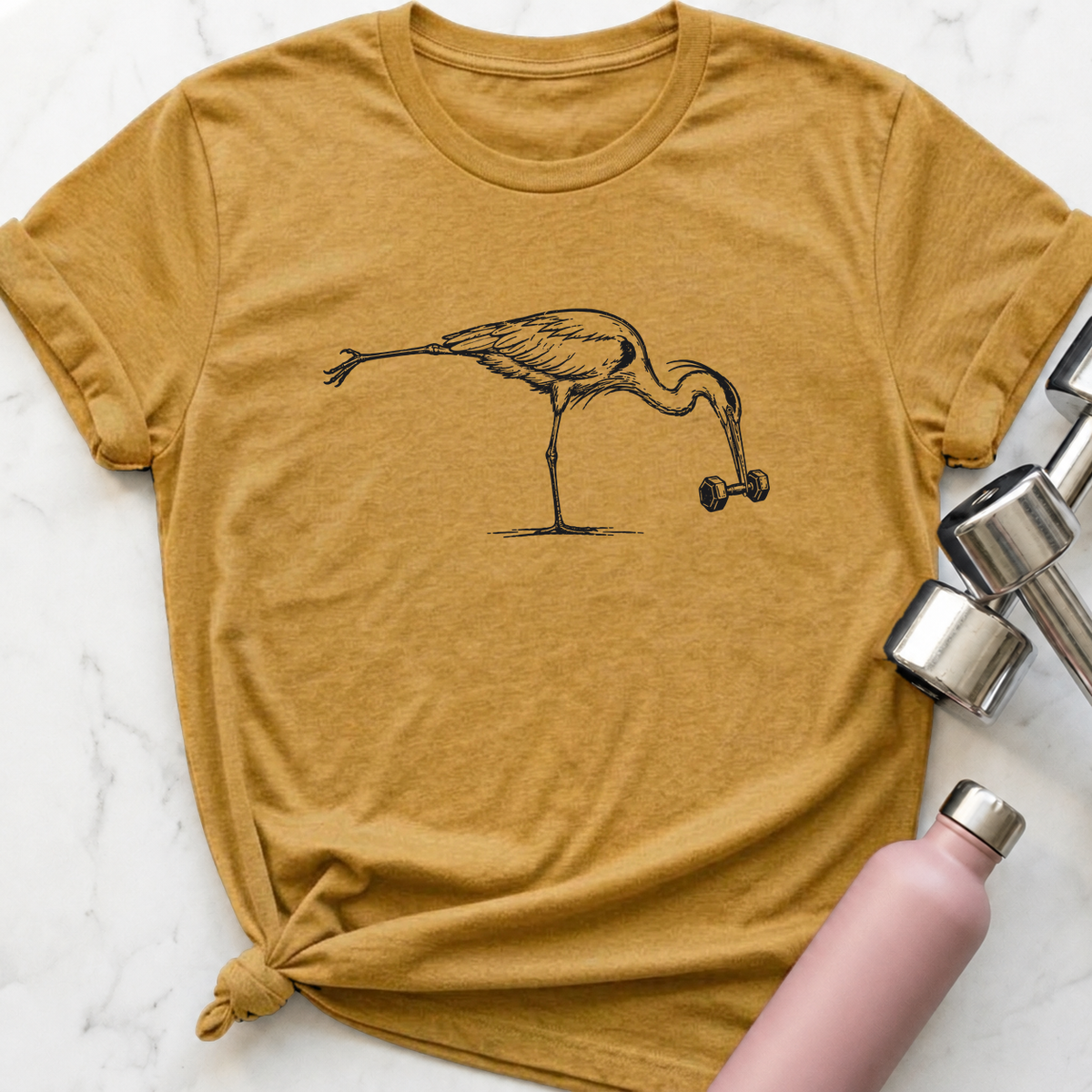 Single Leg RDL Heron T-Shirt — Heather Mustard