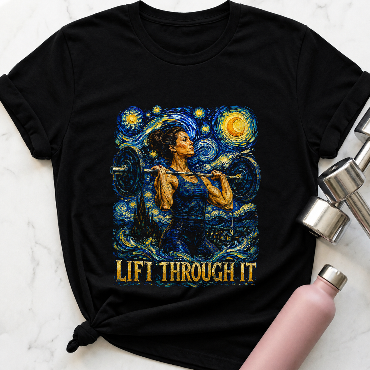 Lift Through It Swirl T-Shirt — Black