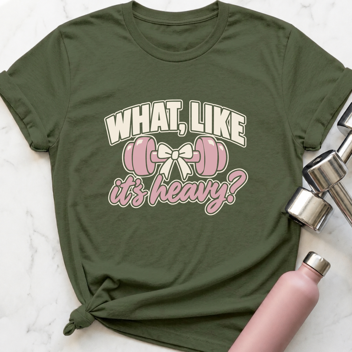 What Like It's Heavy Bow T-Shirt — Military Green