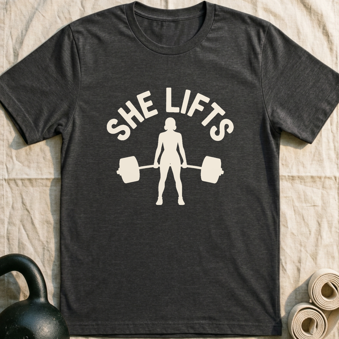 She Lifts T-Shirt — Dark Grey Heather